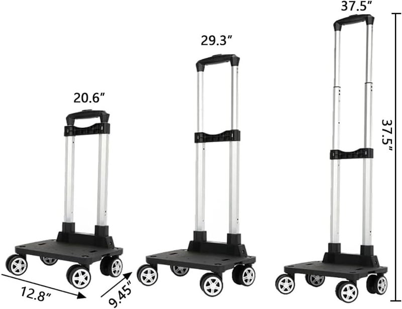 KKTAPOS Backpack Trolley - 4 Wheels Folding Compact Lightweight Luggage Cart, Travel Trolley for Bags/Lunch Backpack/Golf Bag (4 Wheels) - Image 3